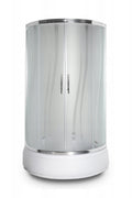 ARMAZI Malta Duo Shower Cabin – Semi-Circular, Decorative “Wave” Glass, Deep Tray with Seat