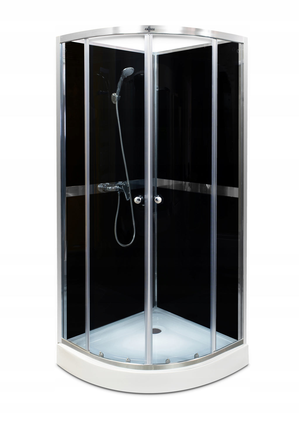 NERO Shower Cabin – Semi-Circular, Graphite Glass, with Shower Tray