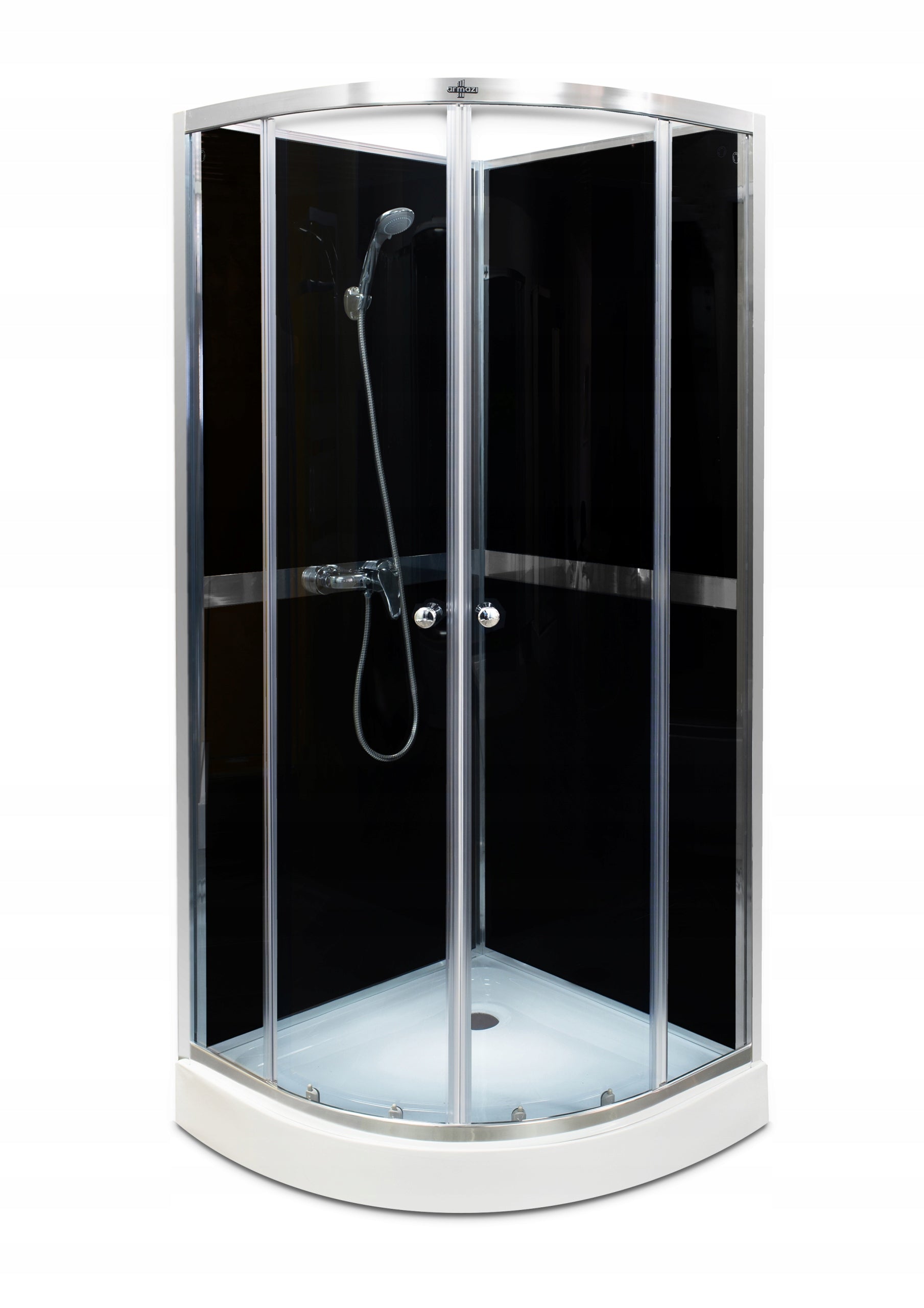 NERO Shower Cabin – Semi-Circular, Graphite Glass, with Shower Tray